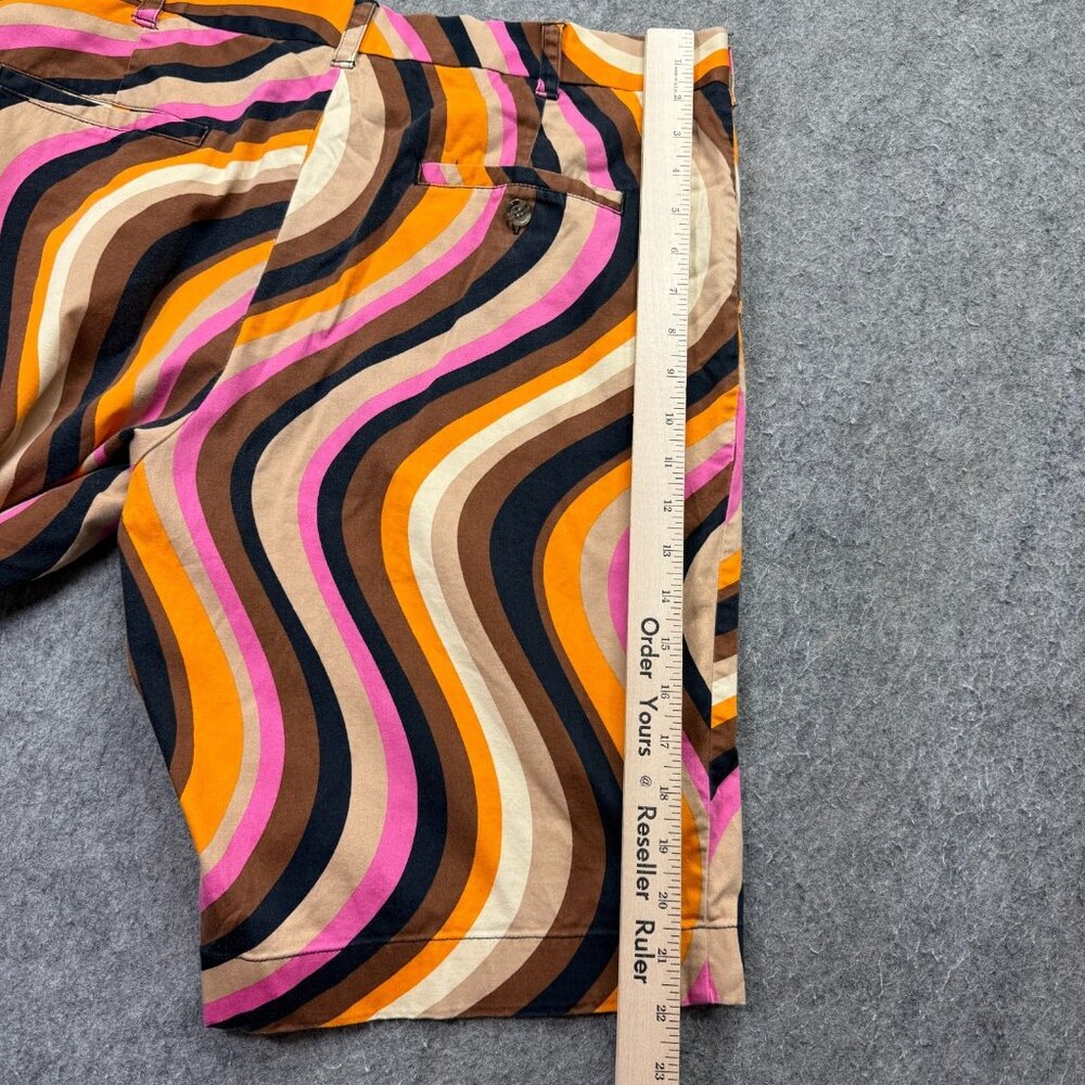 Loudmouth Golf Shorts Men 38 Brown Pink Orange Retro 70's Squiggle Stripes - Picture 10 of 13
